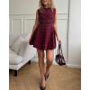imageCHARTOU Women Elegant Crew Neck Sleeveless Knit Dress Summer Vertical Polka Dot Ice Silk ALine DressBurgundy
