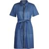 imageCHARTOU Womens Casual High Waist Belt Front Zipper Short Sleeve Slim Fit Mini Denim DressDark Blue