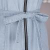 imageCHARTOU Womens Casual High Waist Belt Front Zipper Short Sleeve Slim Fit Mini Denim DressLight Blue