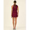 imageCHARTOU Womens Cocktail Party Mock Neck Keyhole Sleeveless High Waist Wrap Bodycon Satin Mini DressBurgundy