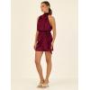 imageCHARTOU Womens Cocktail Party Mock Neck Keyhole Sleeveless High Waist Wrap Bodycon Satin Mini DressBurgundy