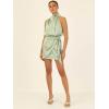 imageCHARTOU Womens Cocktail Party Mock Neck Keyhole Sleeveless High Waist Wrap Bodycon Satin Mini DressLight Green
