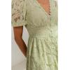 imageCHARTOU Womens Lace Floral Midi Dress Button Down Puff Sleeve Flowy Pleat Tiered Elegant Lined DressGreen