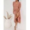 imageCHARTOU Womens Lace Floral Midi Dress Button Down Puff Sleeve Flowy Pleat Tiered Elegant Lined DressPink