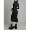 imageCHARTOU Womens Ribbed Lapel Collar Button Down Pencil Midi Long Bodycon Knit DressBlack