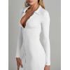 imageCHARTOU Womens Ribbed Lapel Collar Button Down Pencil Midi Long Bodycon Knit DressWhite
