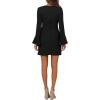 imageCHARTOU Womens Waffle Knit Crewneck Long Sleeve Bodycon Mini Wrap DressBlack