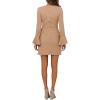 imageCHARTOU Womens Waffle Knit Crewneck Long Sleeve Bodycon Mini Wrap DressKhaki