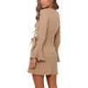imageCHARTOU Womens Waffle Knit Crewneck Long Sleeve Bodycon Mini Wrap DressKhaki