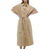 imageCHARTOU Women Elegant Long Cotton Dress Button Down Business Causal Work Outfits with BeltKhaki