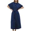 imageCHARTOU Women Elegant Long Cotton Dress Button Down Business Causal Work Outfits with BeltNavy