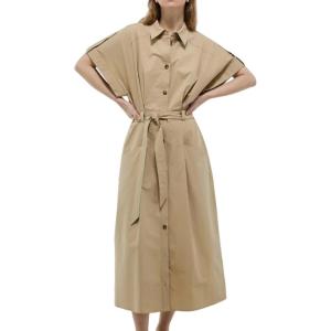 imageCHARTOU Women Elegant Long Cotton Dress Button Down Business Causal Work Outfits with BeltKhaki