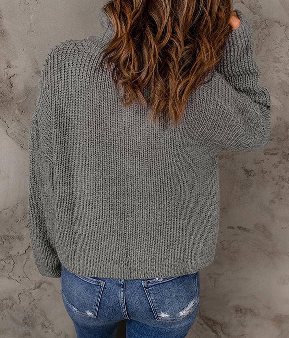 imageCHARTOU Womens Fall 14 Zipper BatWing Sleeve Oversized Sweatshirt Slouchy Jumper Pullover SweaterGrey