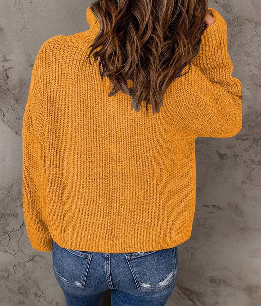 imageCHARTOU Womens Fall 14 Zipper BatWing Sleeve Oversized Sweatshirt Slouchy Jumper Pullover SweaterYellow