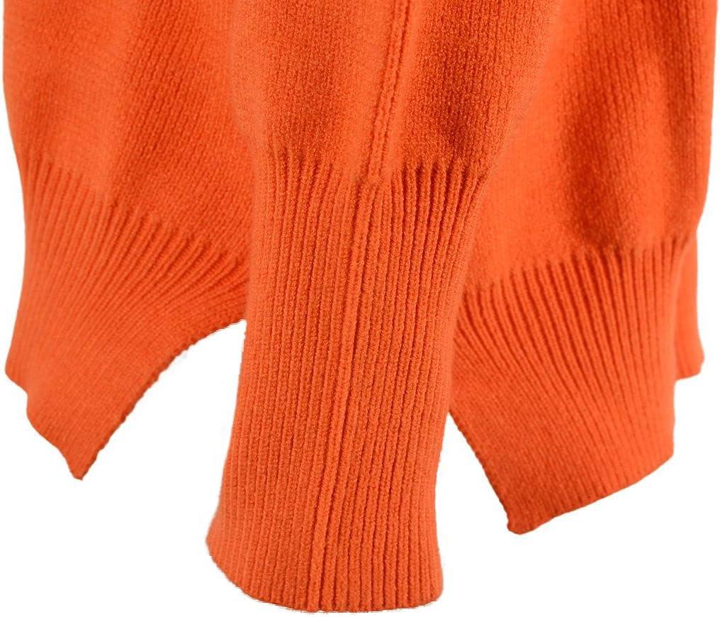 imageCHARTOU Womens Loose Fit Crew Neck Side Split HiLow Oversized Knit Pullover Sweater TopsOrange