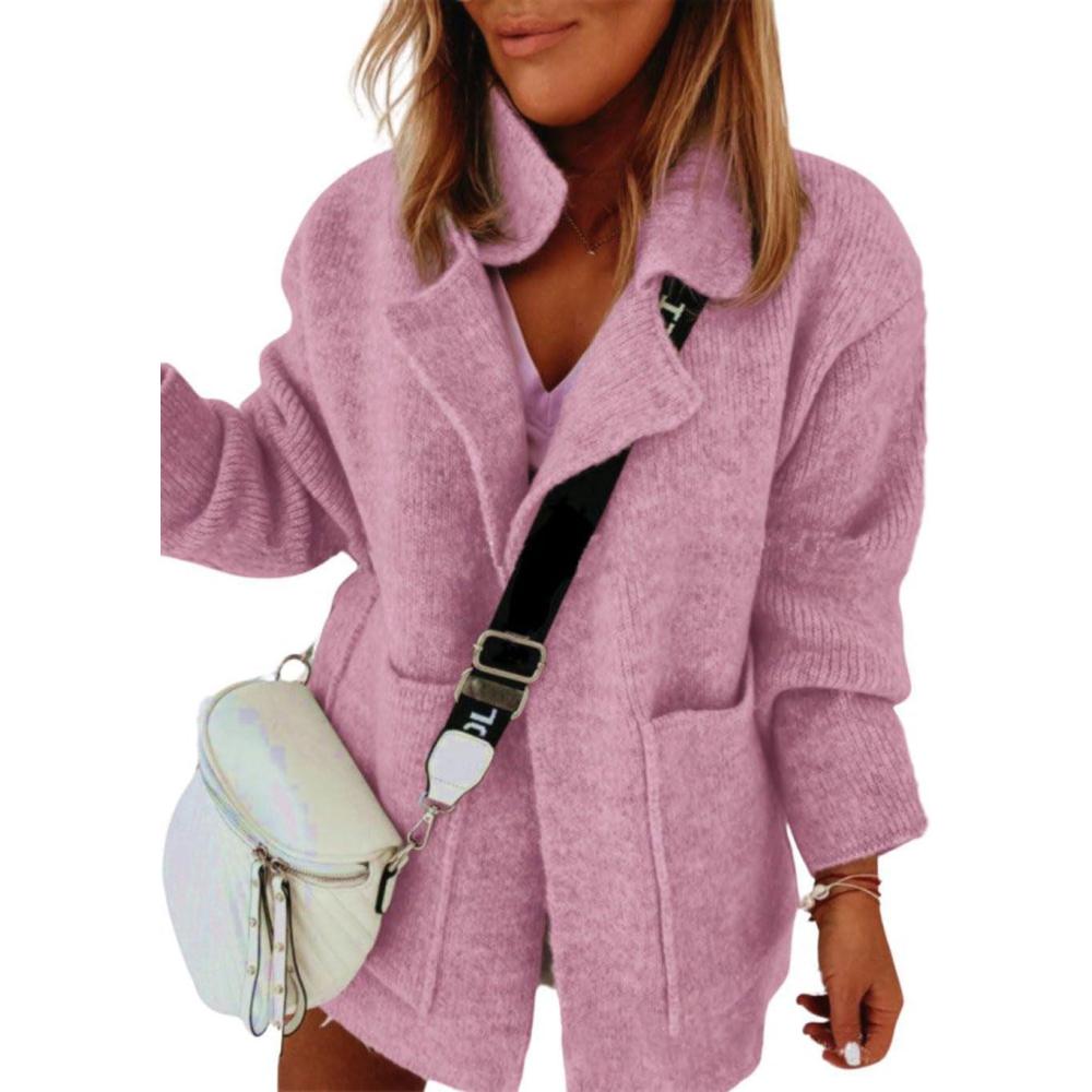 imageCHARTOU Women Sweater Blazer Cardigan Oversized Open Front Coatigan Fall Knit Jacket OutfitsPink