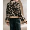 imageCHARTOU Leopard Cardigan Sweater for Women Y2k Tie Front Bow Cropped Cardigan Knit TopsBrown