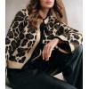 imageCHARTOU Leopard Cardigan Sweater for Women Y2k Tie Front Bow Cropped Cardigan Knit TopsBrown
