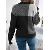 imageCHARTOU Women Fall Checker Sweaters Casual Crew Neck Knitted Pullover Sweater Jumper TopsBlack