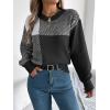 imageCHARTOU Women Fall Checker Sweaters Casual Crew Neck Knitted Pullover Sweater Jumper TopsBlack