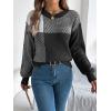 imageCHARTOU Women Fall Checker Sweaters Casual Crew Neck Knitted Pullover Sweater Jumper TopsBlack