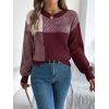 imageCHARTOU Women Fall Checker Sweaters Casual Crew Neck Knitted Pullover Sweater Jumper TopsWine