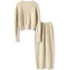 imageCHARTOU Women Fall Winter 2 Pieces Outfits Embroidery Crop Tops Bodycon Long Cardigan Sweater Skirt SetsApricot
