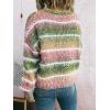 imageCHARTOU Women Fuzzy Contrast Striped Faux Fur Mink Pullover Sweater Fall Color Block Crewneck Jumper TopsGreen