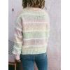 imageCHARTOU Women Fuzzy Contrast Striped Faux Fur Mink Pullover Sweater Fall Color Block Crewneck Jumper TopsMulticolour