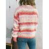 imageCHARTOU Women Fuzzy Contrast Striped Faux Fur Mink Pullover Sweater Fall Color Block Crewneck Jumper TopsPink