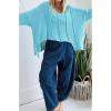 imageCHARTOU Women Lightweight Knit Sweater Fall Drape Lapel Crop Loose Pullover Casual Jumper OutwearBlue