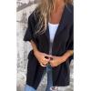 imageCHARTOU Women One Piece Poncho Jacket Cape Sleeve Shawl Neck Coat Casual Wrap Knit Open Front CardiganBlack