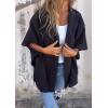imageCHARTOU Women One Piece Poncho Jacket Cape Sleeve Shawl Neck Coat Casual Wrap Knit Open Front CardiganBlack