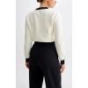 imageCHARTOU Women Open Front Cardigan Sweater Gold Button Elegant Cropped Knit Lady JacketWhite