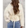 imageCHARTOU Women Plain Wrap Chunky Cardigan Tie Knot V Neck Oversized Cropped Sweater Fall OutfitsApricot