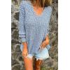 imageCHARTOU Women Slouchy Chunky Oversized Popcorn Knit v Neck Pullover Sweater Jumper TopsBlue