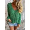 imageCHARTOU Women Slouchy Chunky Oversized Popcorn Knit v Neck Pullover Sweater Jumper TopsGreen