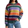 imageCHARTOU Women Striped Cardigan Sweaters Fall Trendy Rainbow Color Block Open Front Sweater CoatsGreen