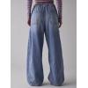 imageCHARTOU Women Wide Leg Baggy Jeans Barrel Drawstring Denim Pants Cargo Elastic Mid Waist SweatpantsDark Blue