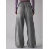 imageCHARTOU Women Wide Leg Baggy Jeans Barrel Drawstring Denim Pants Cargo Elastic Mid Waist SweatpantsGrey