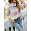 imageCHARTOU Womens Chunky Turtleneck Knit Rib Rainbow Gradient Color Sweater Jumper PulloverRainbow