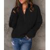 imageCHARTOU Womens Fall 14 Zipper BatWing Sleeve Oversized Sweatshirt Slouchy Jumper Pullover SweaterBlack