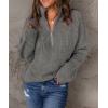 imageCHARTOU Womens Fall 14 Zipper BatWing Sleeve Oversized Sweatshirt Slouchy Jumper Pullover SweaterGrey