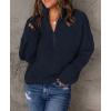 imageCHARTOU Womens Fall 14 Zipper BatWing Sleeve Oversized Sweatshirt Slouchy Jumper Pullover SweaterNavy