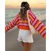imageCHARTOU Womens Fall Cropped Sweater Chunky Knit Contrast Striped Winter Thick Sweater Pullover Cute TopsOrange
