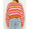 imageCHARTOU Womens Fall Cropped Sweater Chunky Knit Contrast Striped Winter Thick Sweater Pullover Cute TopsOrange