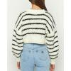 imageCHARTOU Womens Fall Cropped Sweater Chunky Knit Contrast Striped Winter Thick Sweater Pullover Cute TopsStriped