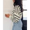 imageCHARTOU Womens Fall Cropped Sweater Chunky Knit Contrast Striped Winter Thick Sweater Pullover Cute TopsStriped