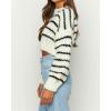 imageCHARTOU Womens Fall Cropped Sweater Chunky Knit Contrast Striped Winter Thick Sweater Pullover Cute TopsStriped