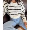 imageCHARTOU Womens Fall Cropped Sweater Chunky Knit Contrast Striped Winter Thick Sweater Pullover Cute TopsStriped